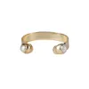 Pure gouden kleur dubbele uiteinde kralen charmes zoetwater parel parel schade charme verstelbare herstelbare open bangle manchet voor vrouwen