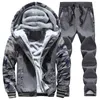 Tracksuit Men Winter Camouflage Hoodies Casual Hooded Warm Sweatshirts Thick Fleece 2PC Jacket+Pant Men Moleton Masculino M-4XL 211006