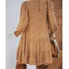 floral print boho casual winter dress women clothes autumn orange short loose vestidos for 210427