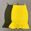 Free Autumn Women's Mermaid Skirt Elegant Yellow High Waist Tight Bandage Club Party 210524