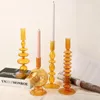 Candle Holders Glass Stick Candelabra Yellow Wedding Table Centerpieces Living Room Decor Pillar Stand
