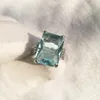 Bague de mariée de luxe grands anneaux de pierre de Zircon cubique bleu pour les femmes bagues de fiançailles de mariage en argent cadeau de bijoux de fête Vintage