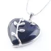 WOJIAER Love Heart Gem Stone Necklaces Pendant Natural Blue Sand Stone Charms Bohemian Style Women Jewellery N3178