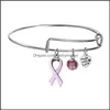 Bracelets de charme bijoux femmes ruban pour la sensibilisation au cancer du sein féminin sensibilisation extensible SIER SIER Bangle infirmière survivant cadeau goutte-cadeau DROP DROP Drop 2021