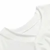 Printemps mode col en v blanc bas chemise irrégulière Patchwork poche à manches courtes T-shirt femmes 210615
