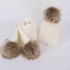 Wholale Winter Mode Warm Kerst Kinderen Gebreide Beanie Hoeden en Sjaal met Faux Bont Pom Oor Protector Hoeden