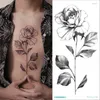 Vattentät tillfällig tatuering Färgrik klistermärke Rose Blommor Lämna Flash Tatueringar Body Art Full ARM Fake Sleeve