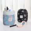 Barrel Shaped Women Travel Cosmetic Bag High Capacity Drawstring Elegant Drum Wash Bags Flamingo Printed Makeup Organizer Storage LLD9859