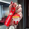 Bonito dos desenhos animados Papai Noel chaveiro macio bolsa de borracha de borracha pingente carro chave anel cadeia