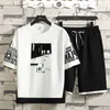Summer Tracksuit Men Streetwear Men's Casual Sets Fashion Hip Hop Printed T-shirts Shorts Sets Sweatsuit Plus Size 4XL 210714