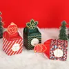 StoBag 20pcs Christmas Santa Claus Green/Red/White Paper Box Party Baking Snack Food Package Supplies Gift Decoration 210602