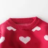 Dzianiny dzianiny sweter T-shirt miłość okrągły szyja sweter shirt bawełniana przędza żeński ubrania dla dzieci urodzony dzianina sweter 210701