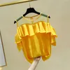 夏のノースリーブの女性のブラウスプラスサイズのサイズのトップスカジュアルセクシーなシフォンメッシュ女性のシャツのフリルo首の女性の服14615 210527