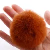 2021 Multi Färg Rosa Kanin Fur Ball Hem Keychain Bag Plush Car Key Holder Hänge för kvinnor Smycken Nyckelringar RRD11745