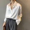 Aleegantmis elegante botão vintage camisa mulheres sólida solta de manga longa blusa lisa moda 4 cor para fêmea 210607