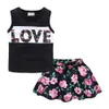 Mudkingdom Summer Girl Vêtements Ensemble Jupe de mousseline de mousseline de Pâques Love Cute Girls Costumes I Love Daddy Mommy Enfants Vêtements 210615