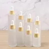 Frosted Glass Dropper Bottle Empty Essential Oil Bottles Cosmetic Container with Imitated Bamboo Cap 20ml 30ml 50ml 60ml 100ml 120ml