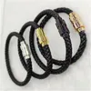 ファッションレザーブレスレット女性ブレスレットメンズブラックチャームデザイナーPulseira Masculina Magnet Man Bangles Jewelry