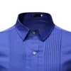 Royal Blue Wedded Tuxedo Skjorta Män Märke Fashion Slim Fit Långärmad Mens Klänning T Shirts Business Casual Chemise Homme 210714