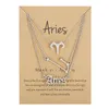 3 pièces/ensemble 12 signe du zodiaque collier pour femmes Constellation pendentif chaîne tour de cou bijoux d'anniversaire avec carte en carton