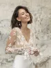 2022 Phemsuits Beach Wedding Dresses Dresses Bridal Onder Illusion Top Lace Long Sleeves Bride Dress