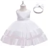 2021 Autumn White Ceremony Dress Girl Beading 1st Birthday Dress For Baby Girl Dress Elegant Princess Dresses Party Christening G1129