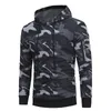 Outono Mens Casual Hoodies solto encaixe de manga comprida roupas com padrão de camuflagem decoração zipper duas cores