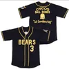 Baseball Jersey Bad News Bears 3 Kelly Leak 12 Tanner Boyle Filme Branco Costurado Mens Camisas Preto Amarelo S-XXXL