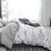 100% Cotton Duvet Cover Set Fashion Marble White Women Girls Home Bedclothes Soft Bedding Comforter Cover Twin Queen King Size 210706