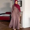 Ethnic Clothing Casual Muslim Women's Long Dress Women Dubai Kaftan Abaya Tie Front Vestidos Musulmanes Ropa De Mujer Envio Gratis