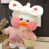 Net pato vermelho 30cm bonito lalafanfan café pato brinquedo de pelúcia recheado macio kawaii pato boneca animal travesseiro presente aniversário para crianças