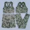 Outfit yoga anpassa camo sömlöst set kvinnor gymkläder fiess sportkläder träning sport bh hög midja leggings shorts kostym