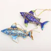 Fancy Sway Cloisonne Enamel Filigree Shark Pendant Ornaments Copper Furnishing Christmas Tree Hanging Decoration Bag Key Chain Charms