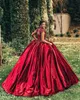 Burgundy Lace Ball Gown Wedding Dresses High Neck Beaded Bridal Gowns Plus Size Appliqued Sweep Train Satin Vestido De Novia