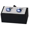Gemelos de negocios clásicos SAVOYSHI para camisa de hombre, botones de puño de esmalte azul ovalado de alta calidad, regalo especial, nombre grabado
