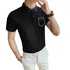 Estate POLO Camicie Uomo Tinta unita Risvolto Top Uomo Abbigliamento Moda coreana Business Social Casual Polo Streetwear Top 210527