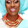 Orecchini collana moda 2022 set di gioielli da sposa bracciali perline di corallo nigeriane africane arancioni per matrimonio da donna