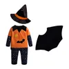 Pumpkins Baby Roupas Suits Trajes do Assistente de Halloween Children T-shirt Chapéu Capela Capa de 4 partes Conjuntos de roupas de crianças 210413