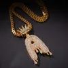Cooles Design, Hip-Hop-Stil, CZ-Mikro-Pavé-Krone, Anfangsbuchstaben-Anhänger, Seilkette, Halskette aus Gold und Silber