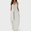 Women Summer Long Dress Sexy Loose Spaghetti Straps Sleeveless Pockets Solid Color Maxi Dress Casual Plus Size Beach Dresses 210521