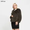 Mode réel manteau de fourrure de raton laveur printemps automne hiver haute qualité tricoté veste femme S7105 fausse fourrure