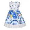 Meisjes jurken nieuwe stijl zomer meisje mode korte mouwen katoen, dot kids priceess floral bloem kinderkleding childnen's slijtage Q0716