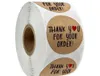 Kraft Paper sticker thank you for your order Heart Thanks gift Packaging stationery