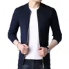 BROWON Cardigan Autumn Winter Knitted for Men Sweater Slim Fit Sweaters Coat Pure Color Jacket 210909