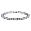 2mm 4mm 5mm cuivre Zircon Tennis Bracelet Hip Hop bijoux 18K or Sier plaqué CZ diamant Bracelet glacé chaîne de Tennis