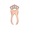Gold Silver Rose Tooth Brooches Pins With Crystal Crown Dentist Doctor Nurse Graduation Gift Badage Lapel Pin Fashion Breastpin 1049 Q2