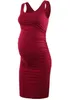 Robe de maternité 2022 été mode vêtements de maternité maternité col rond sans manches robe serrée Sexy couleur unie robe G220309