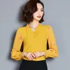 Clothing Women Plus Size 4XL Long Sleeve Women's Blouses Printed Solid Color Shirt Chiffon Blouse Ladies Tops 5 Color 2640 210417