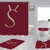 Basit Mektup Baskılı Duş Perdeleri Moda Ev Su Geçirmez Banyo Perdesi Kişilik Tuvalet Kapağı Paspaslar Dört Parçalı Set