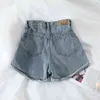 Été taille haute Denim Shorts femmes décontracté lâche dame mode grande taille élastique jambe large femme 13724 210510